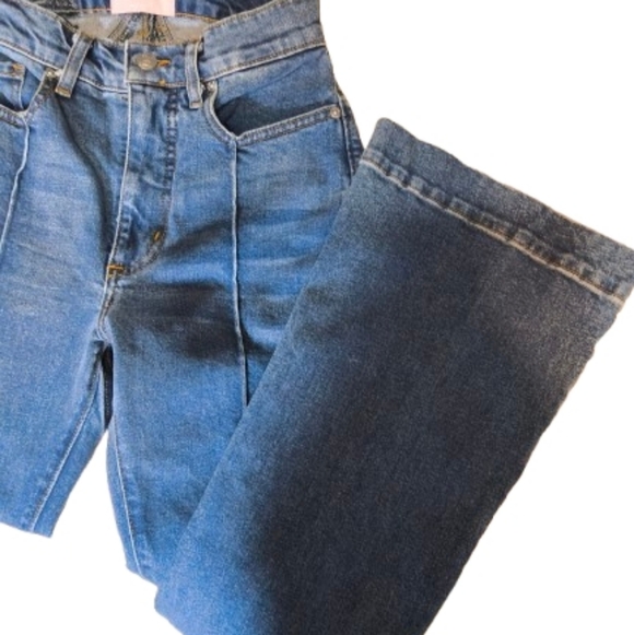 Revice Denim Star Patchwork Flare Jeans High Rise Two Tone Festival Y2K USA 25 - Picture 9 of 12